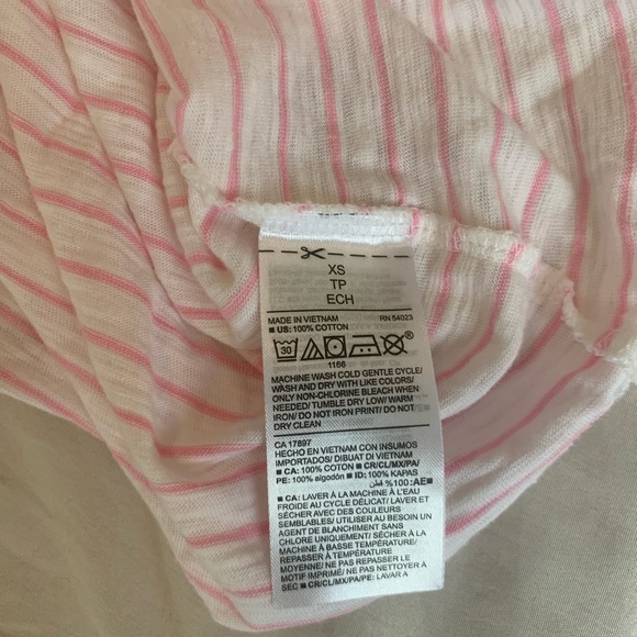 Old Navy, white and pink stripes short sleeve t-shirt, size XS - Picture 4 of 4